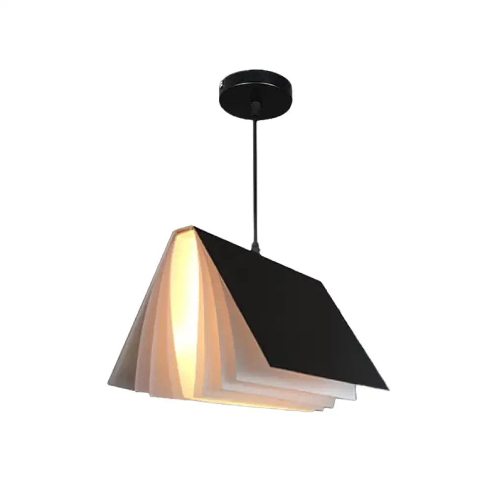 Book-Shaped Ceiling Pendant Light, LED Compatible Hanging Fixture for Kitchen Island, Dining Room and Bedroom, Plastic Shade with Round | Thomler