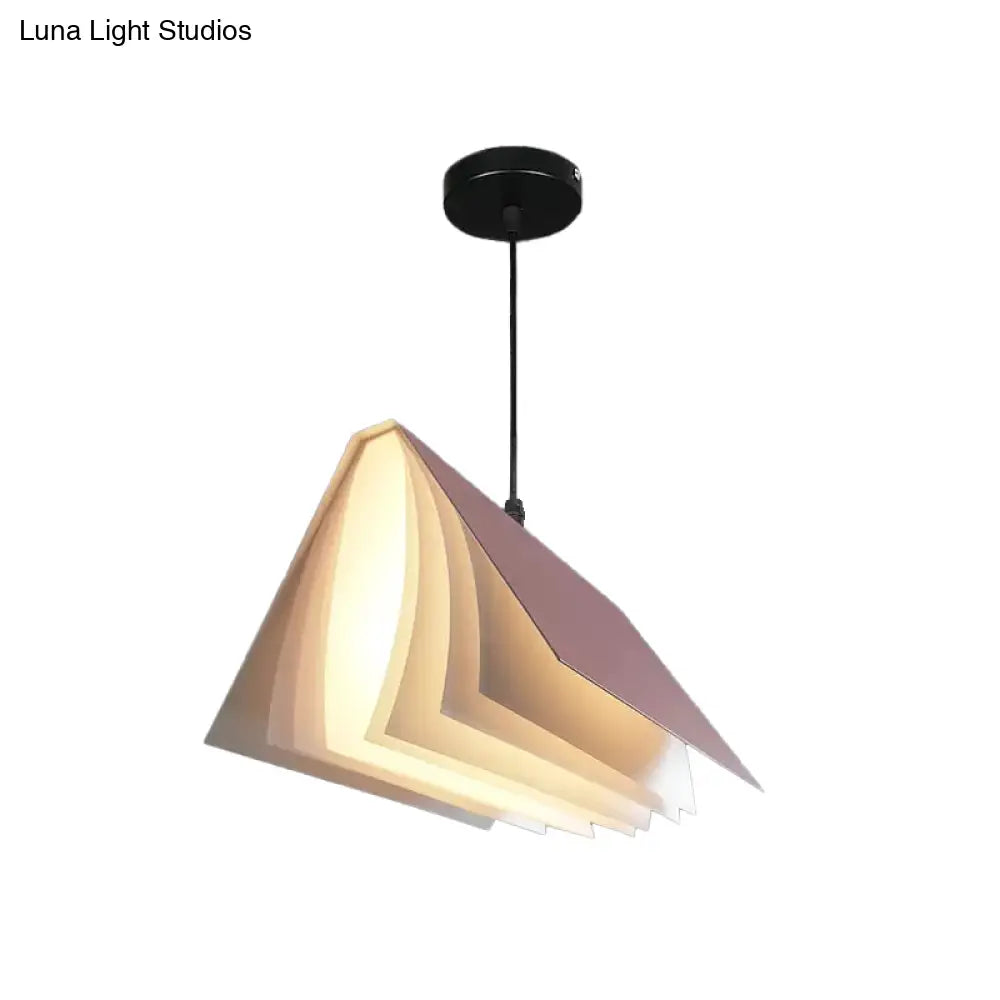 Book-Shaped Ceiling Pendant Light, LED Compatible Hanging Fixture for Kitchen Island, Dining Room and Bedroom, Plastic Shade with Round | Thomler