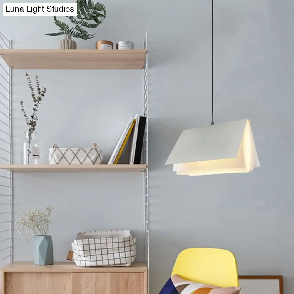 Book-Shaped Ceiling Pendant Light, LED Compatible Hanging Fixture for Kitchen Island, Dining Room and Bedroom, Plastic Shade with Round | Thomler