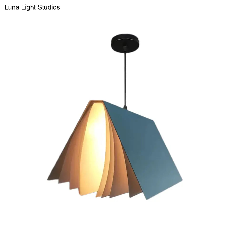 Book-Shaped Ceiling Pendant Light, LED Compatible Hanging Fixture for Kitchen Island, Dining Room and Bedroom, Plastic Shade with Round | Thomler