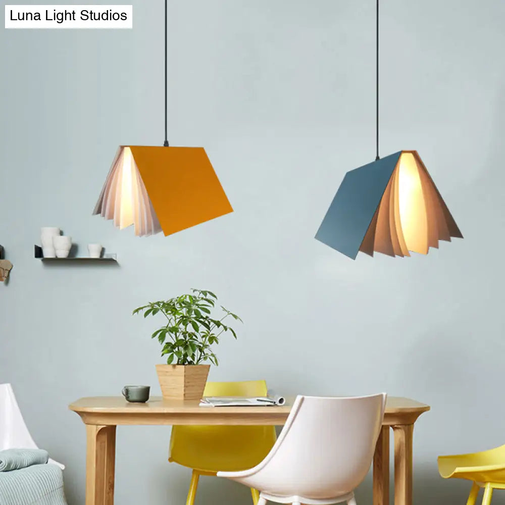 Book-Shaped Ceiling Pendant Light, LED Compatible Hanging Fixture for Kitchen Island, Dining Room and Bedroom, Plastic Shade with Round | Thomler