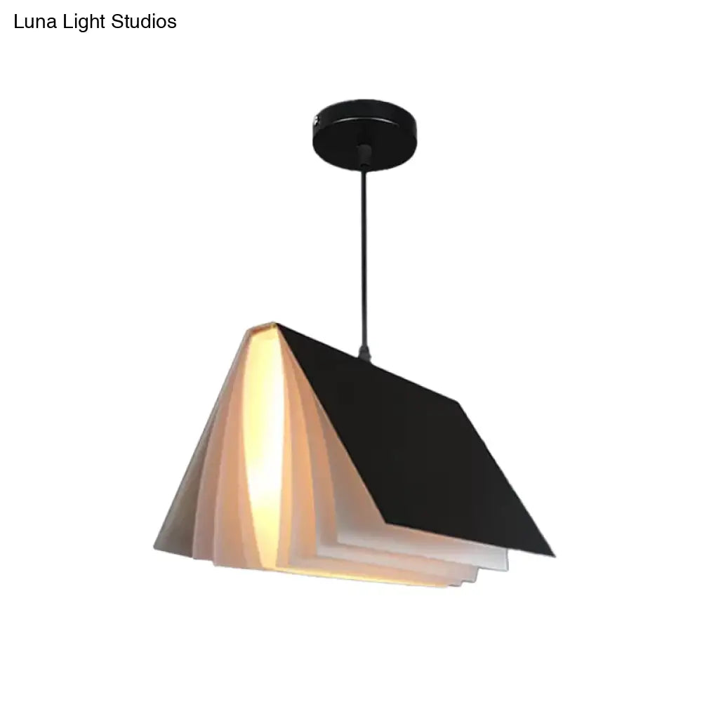 Book-Shaped Ceiling Pendant Light, LED Compatible Hanging Fixture for Kitchen Island, Dining Room and Bedroom, Plastic Shade with Round | Thomler