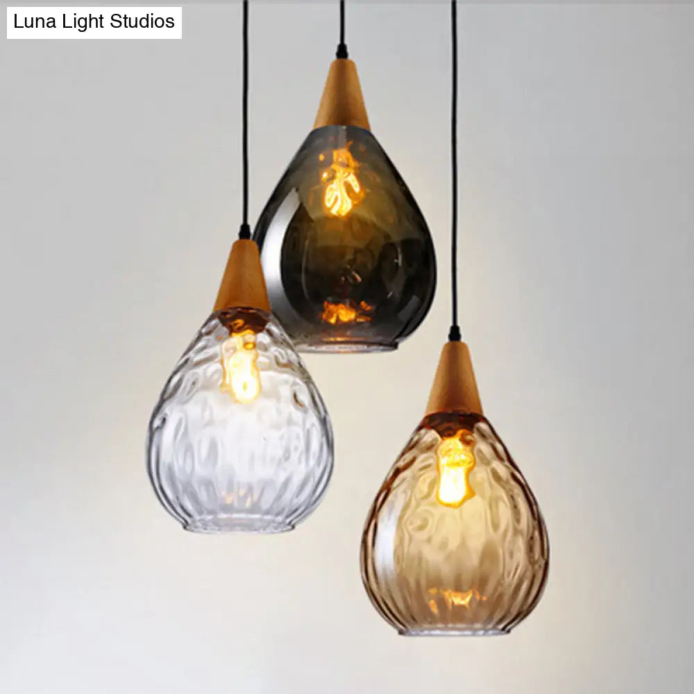 Teardrop Glass Pendant Light Modern Hanging Ceiling Fixture for Dining Room & Kitchen | Single Light E26 Socket | Adjustable 47" Cord | Thomler