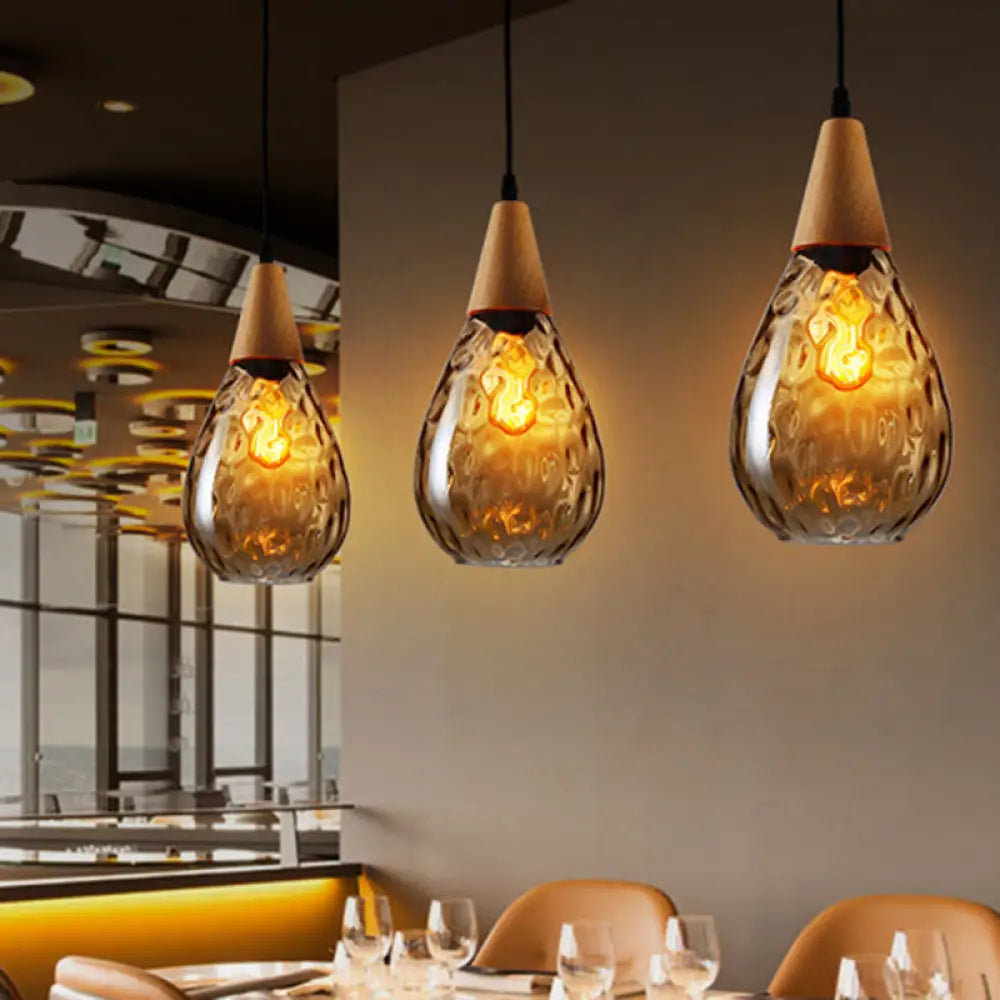 Teardrop Glass Pendant Light Modern Hanging Ceiling Fixture for Dining Room & Kitchen | Single Light E26 Socket | Adjustable 47" Cord | Thomler