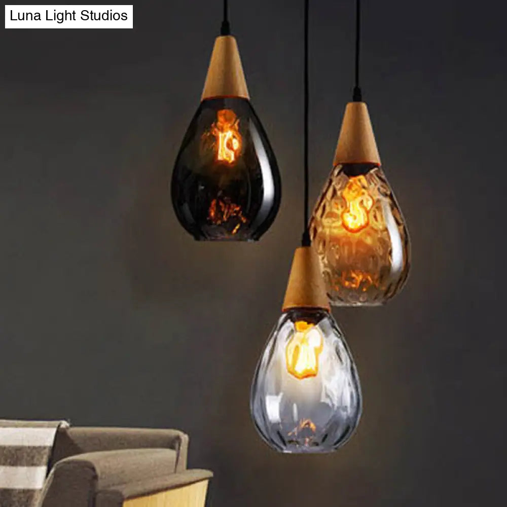 Teardrop Glass Pendant Light Modern Hanging Ceiling Fixture for Dining Room & Kitchen | Single Light E26 Socket | Adjustable 47" Cord | Thomler