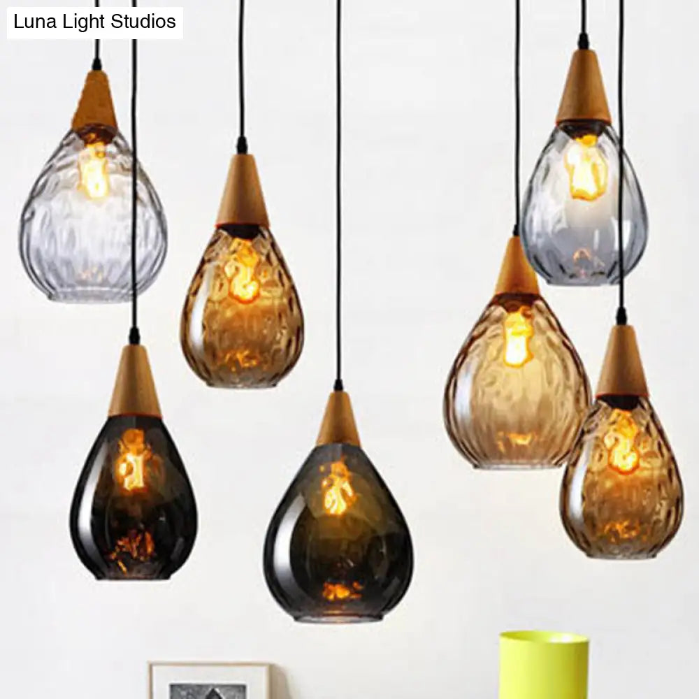Teardrop Glass Pendant Light Modern Hanging Ceiling Fixture for Dining Room & Kitchen | Single Light E26 Socket | Adjustable 47" Cord | Thomler