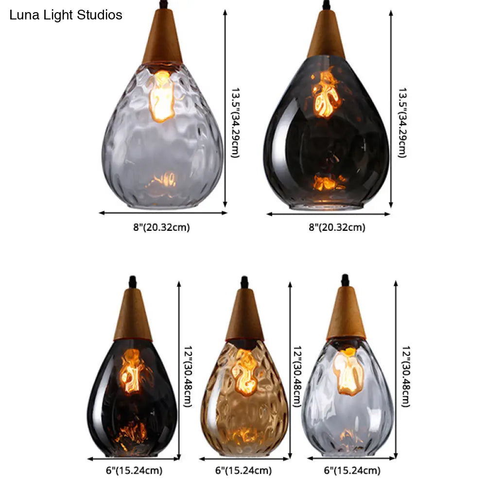 Teardrop Glass Pendant Light Modern Hanging Ceiling Fixture for Dining Room & Kitchen | Single Light E26 Socket | Adjustable 47" Cord | Thomler