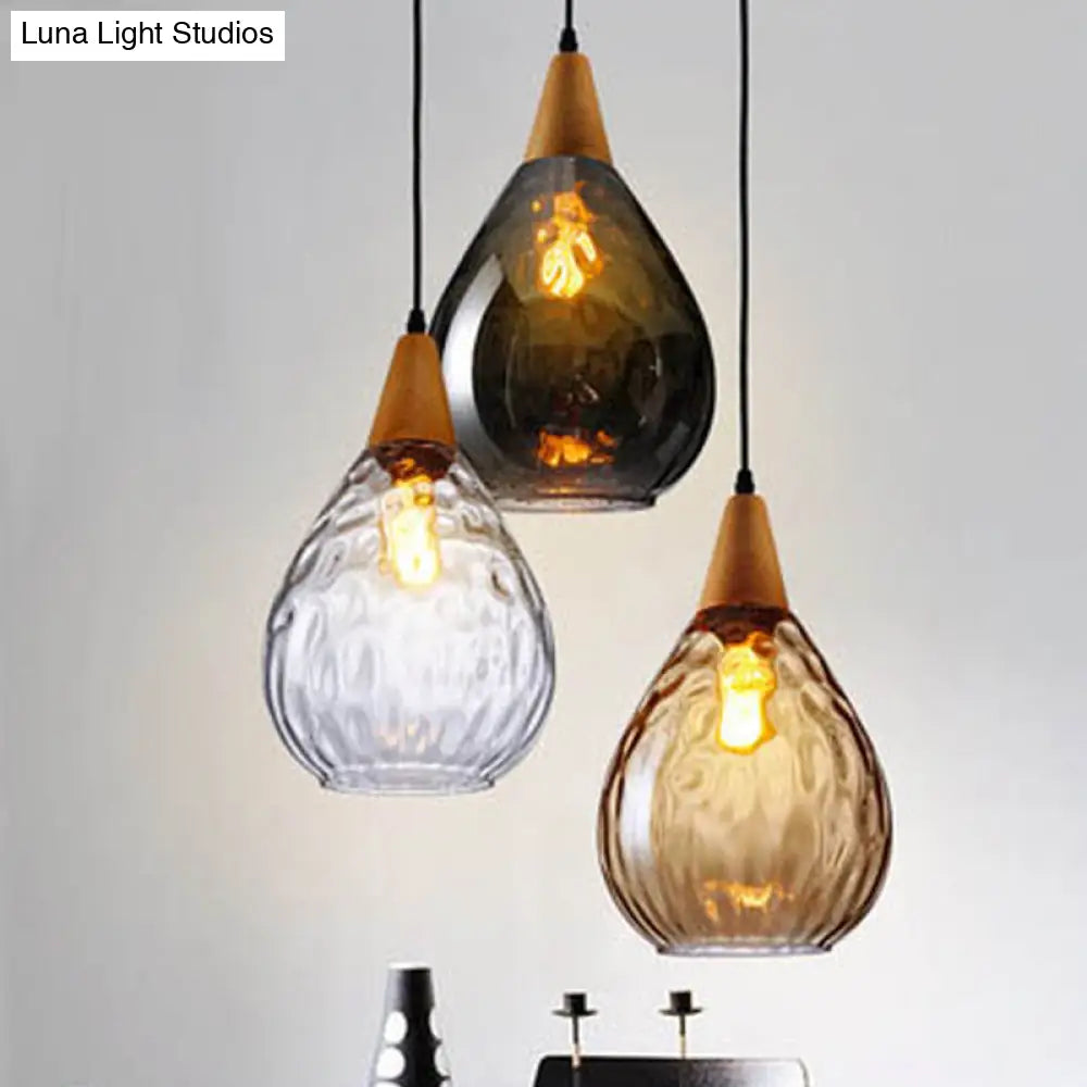 Teardrop Glass Pendant Light Modern Hanging Ceiling Fixture for Dining Room & Kitchen | Single Light E26 Socket | Adjustable 47" Cord | Thomler