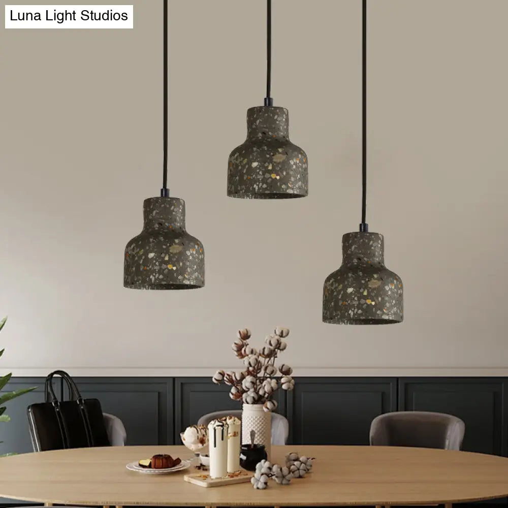Terrazzo Cement Pendant Light with Adjustable Cord, Single Bulb Fixture for Kitchen Island, Entryway & Dining Room, Modern Industrial | Thomler