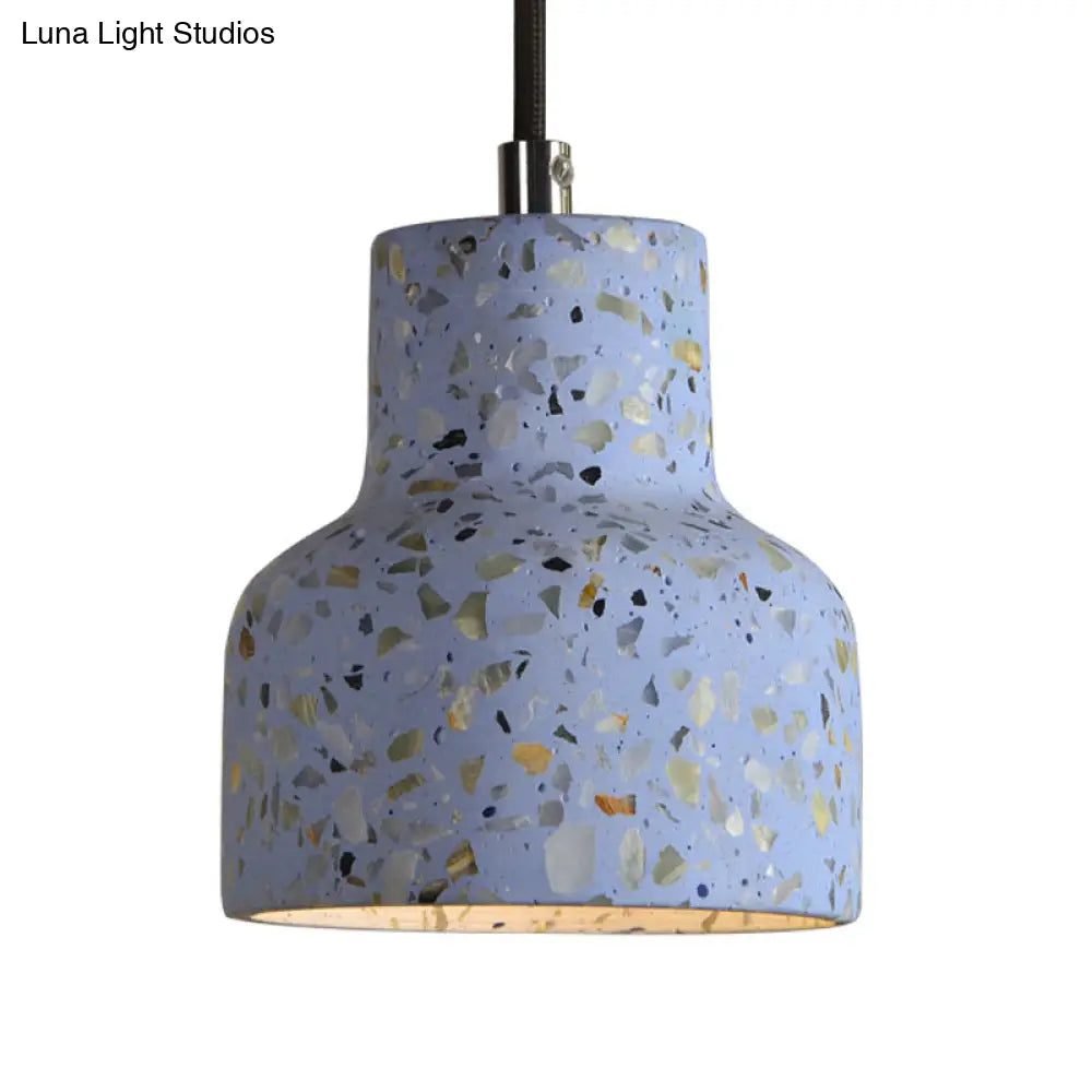 Terrazzo Cement Pendant Light with Adjustable Cord, Single Bulb Fixture for Kitchen Island, Entryway & Dining Room, Modern Industrial | Thomler