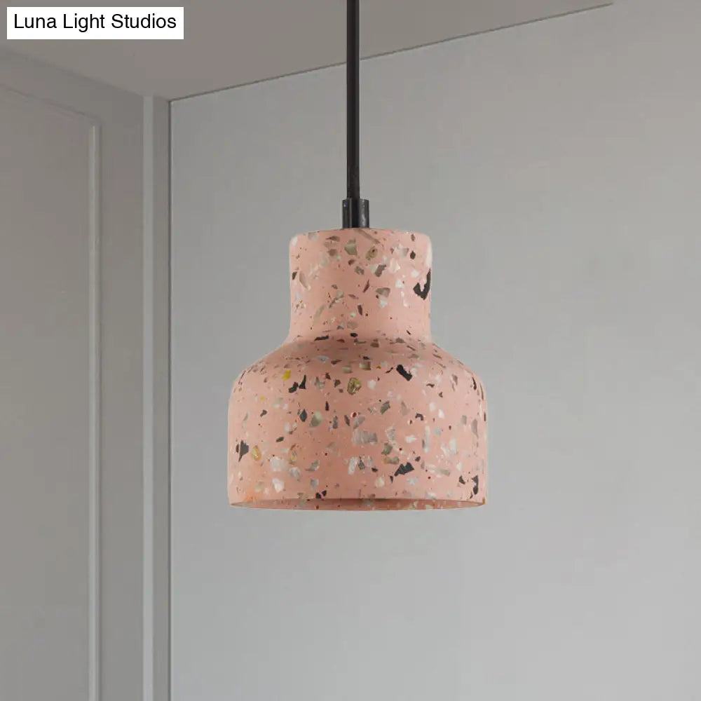 Terrazzo Cement Pendant Light with Adjustable Cord, Single Bulb Fixture for Kitchen Island, Entryway & Dining Room, Modern Industrial | Thomler