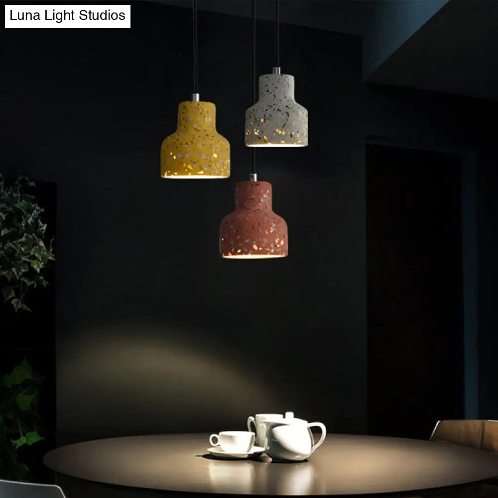 Terrazzo Cement Pendant Light with Adjustable Cord, Single Bulb Fixture for Kitchen Island, Entryway & Dining Room, Modern Industrial | Thomler