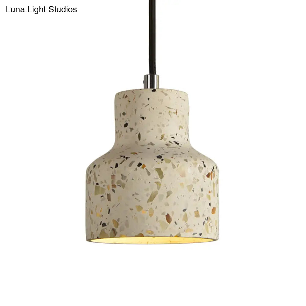 Terrazzo Cement Pendant Light with Adjustable Cord, Single Bulb Fixture for Kitchen Island, Entryway & Dining Room, Modern Industrial | Thomler