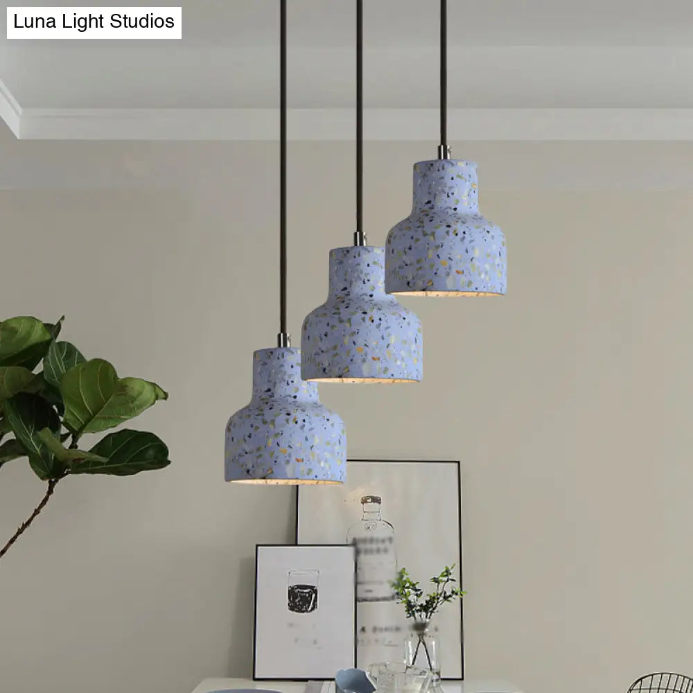 Terrazzo Cement Pendant Light with Adjustable Cord, Single Bulb Fixture for Kitchen Island, Entryway & Dining Room, Modern Industrial | Thomler