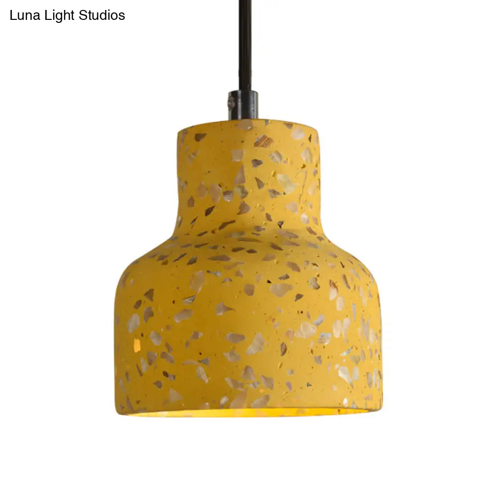 Terrazzo Cement Pendant Light with Adjustable Cord, Single Bulb Fixture for Kitchen Island, Entryway & Dining Room, Modern Industrial | Thomler