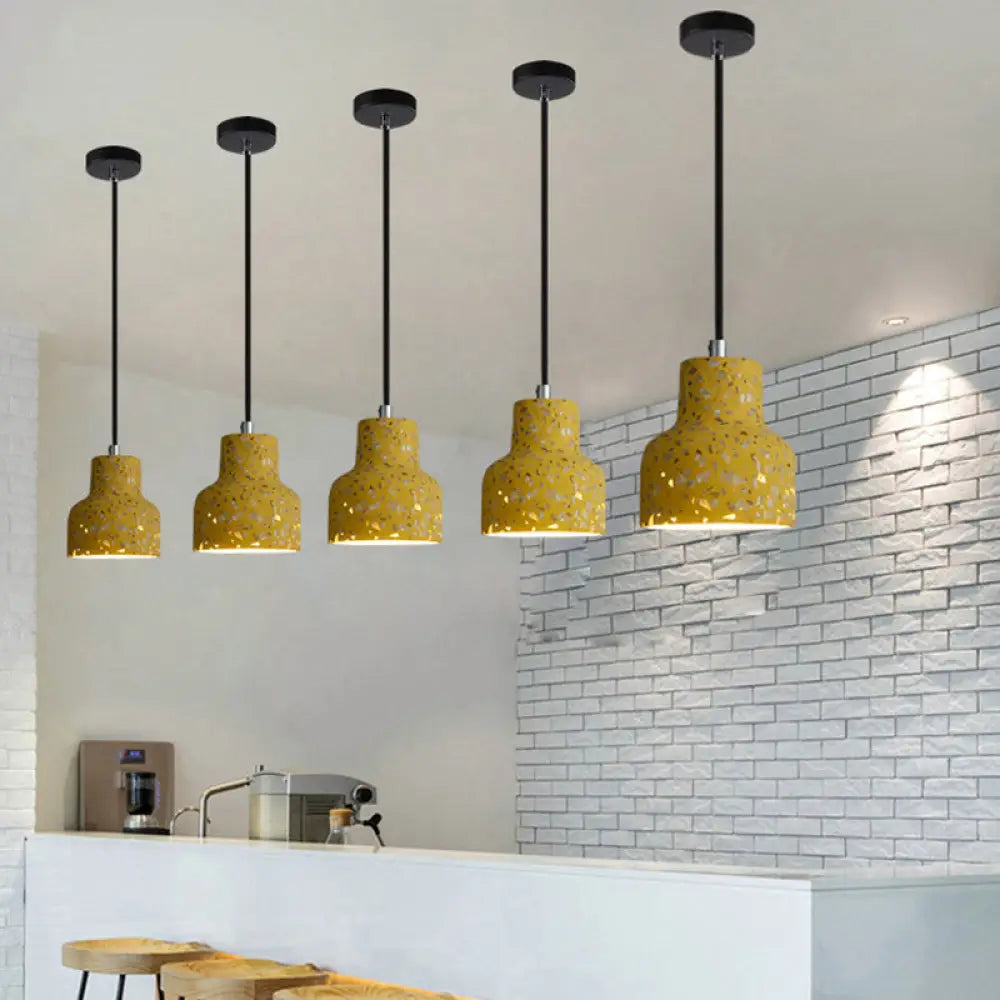 Terrazzo Cement Pendant Light with Adjustable Cord, Single Bulb Fixture for Kitchen Island, Entryway & Dining Room, Modern Industrial | Thomler