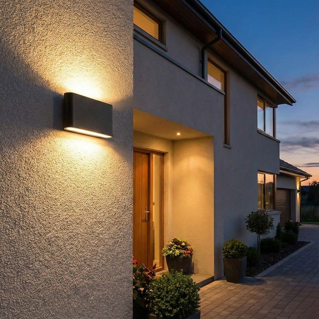 Weatherproof Aluminum Outdoor Wall Sconce Light – Modern Geometric Design for Patio Porch Garden Pathway Exterior Entryway Facade IP65 Rated | Thomler