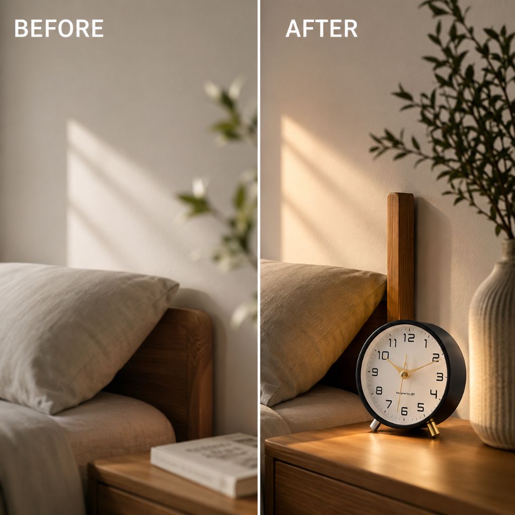 Contemporary Desk Clock Silent Sweep Movement Metal Frame Glass Face 6 Colors Bedroom Office Nightstand Quiet Timepiece Minimalist | Thomler
