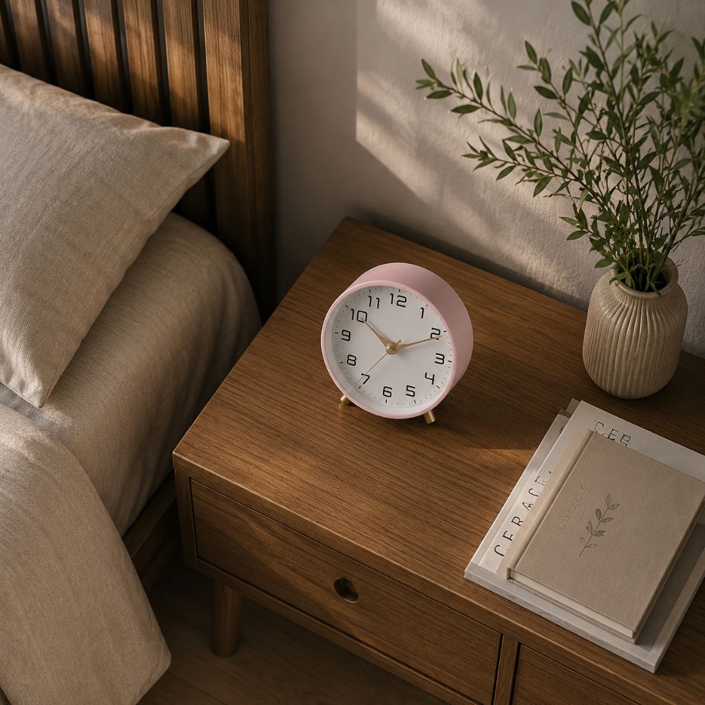Contemporary Desk Clock Silent Sweep Movement Metal Frame Glass Face 6 Colors Bedroom Office Nightstand Quiet Timepiece Minimalist | Thomler