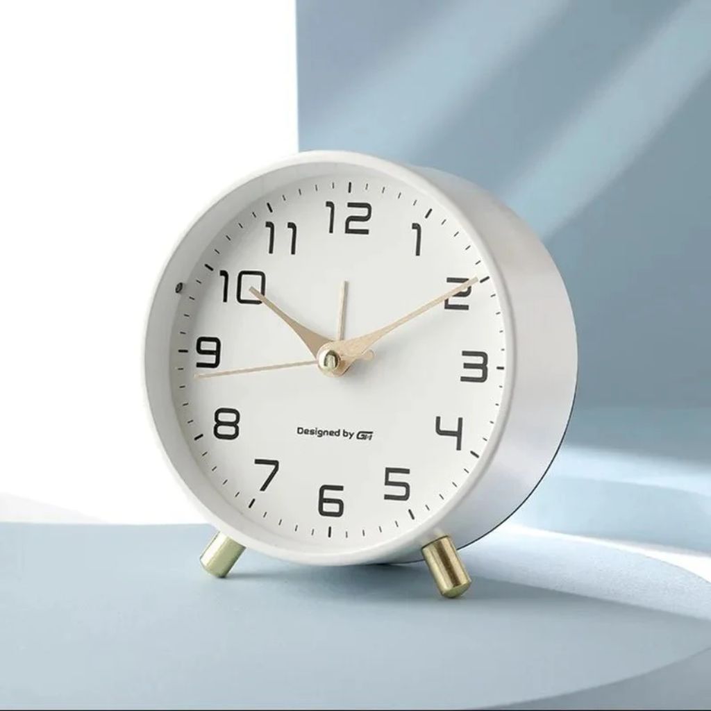 Contemporary Desk Clock Silent Sweep Movement Metal Frame Glass Face 6 Colors Bedroom Office Nightstand Quiet Timepiece Minimalist | Thomler