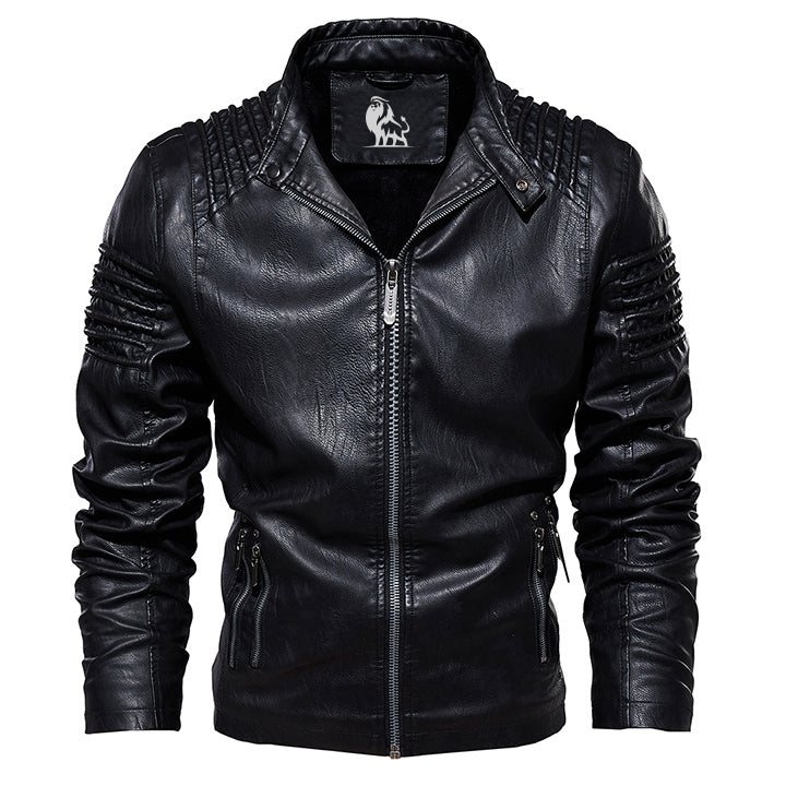Premium Faux Leather Moto Jacket for Men – Water-Resistant with Scratch-Proof Finish – Classic Black Outerwear | Thomler