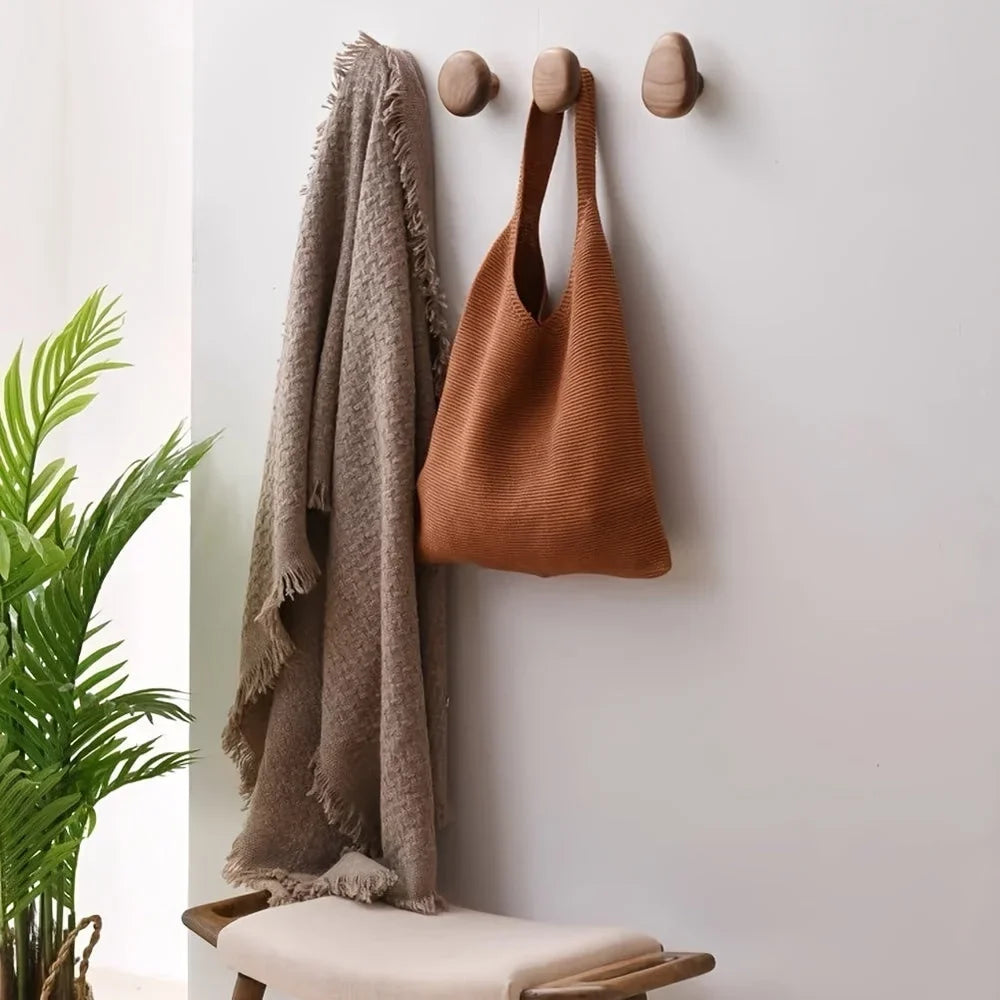Handcrafted Wooden Wall Hooks Set of 4 Natural Timber Coat Rack Towel Hanger Entryway Bathroom Bedroom Organizer Artisan Finish | Thomler