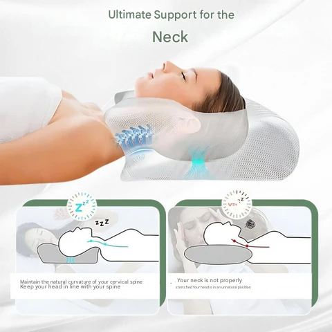 Contoured Memory Foam Pillow for Neck Pain Relief & Spine Alignment – Cervical Support Cushion for Back, Side & Stomach Sleepers | Thomler