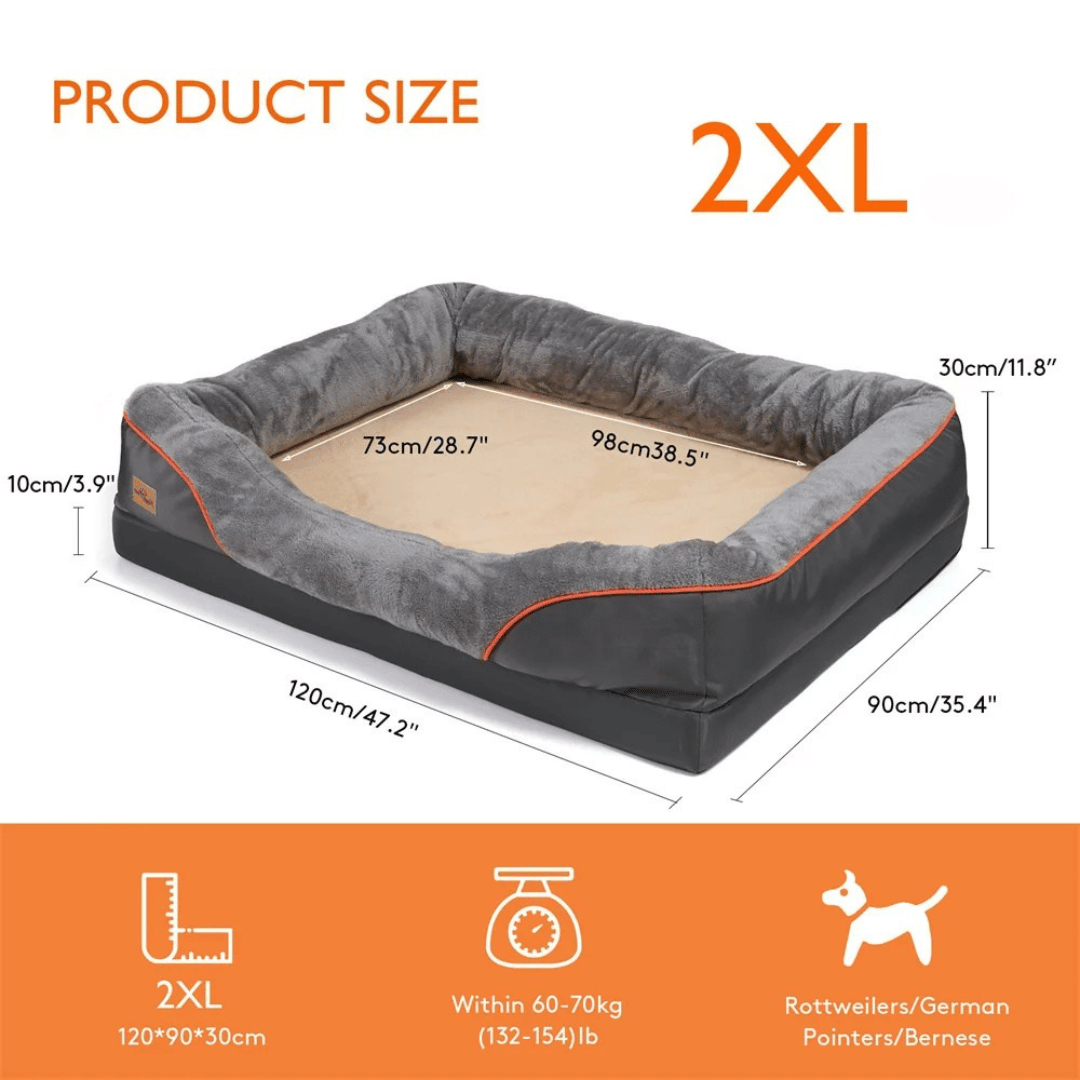 Premium Joint-Support Dog Bed with High-Density Foam Core for Big Pups – Extra-Large Cushioned Bolster Pet Lounger with Removable Washable | Thomler