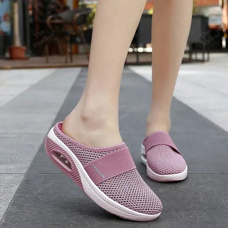 Cushioned Slip-On Walking Sneakers with Air Sole Technology for Women | Breathable Mesh Athletic Shoes for All-Day Standing and Comfort | Thomler