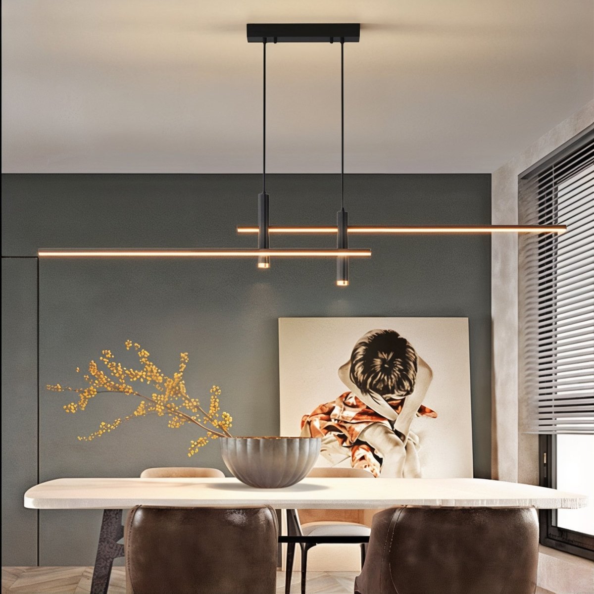 Sleek Overhead LED Bar Fixture with Height-Adjustable Cable for Countertops & Dining Spaces | Thomler