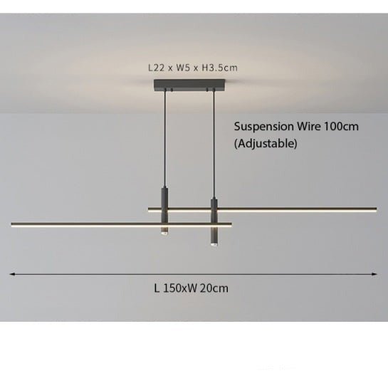 Sleek Overhead LED Bar Fixture with Height-Adjustable Cable for Countertops & Dining Spaces | Thomler