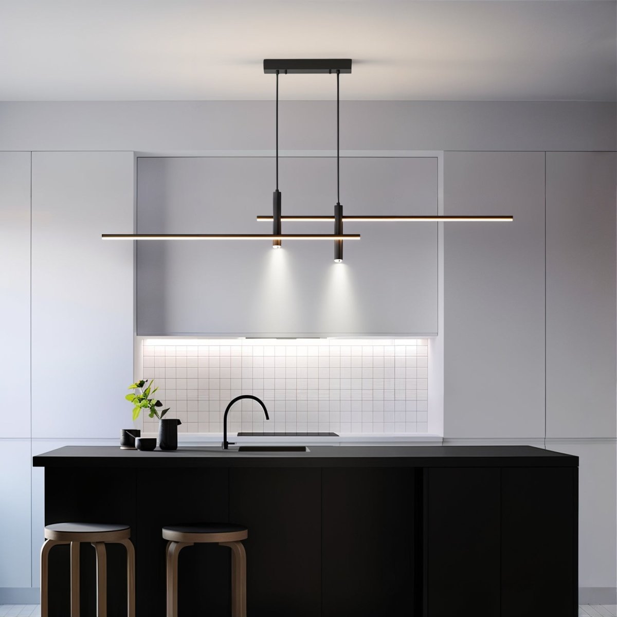 Sleek Overhead LED Bar Fixture with Height-Adjustable Cable for Countertops & Dining Spaces | Thomler
