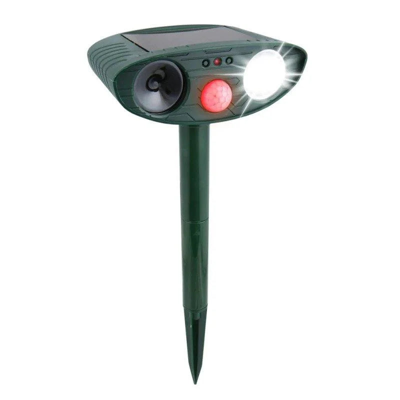Motion-Activated Animal Deterrent with Solar Panel for Yard Protection | Ultrasonic Pest Control Device for Deer Dogs Raccoons | Thomler