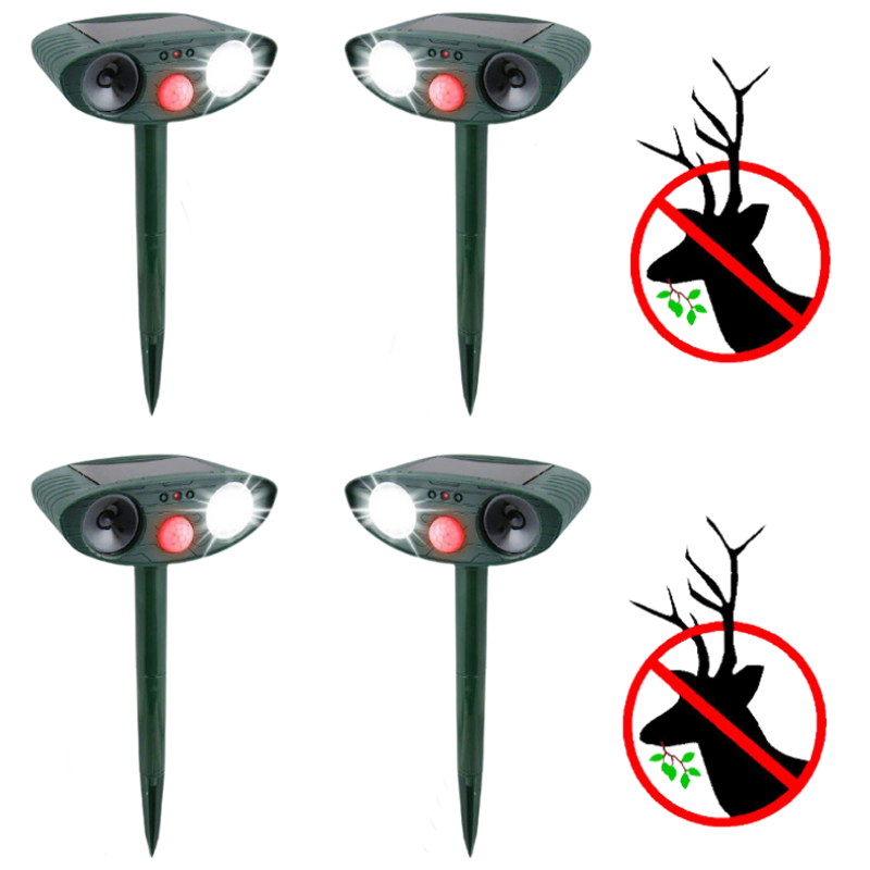 Motion-Activated Animal Deterrent with Solar Panel for Yard Protection | Ultrasonic Pest Control Device for Deer Dogs Raccoons | Thomler