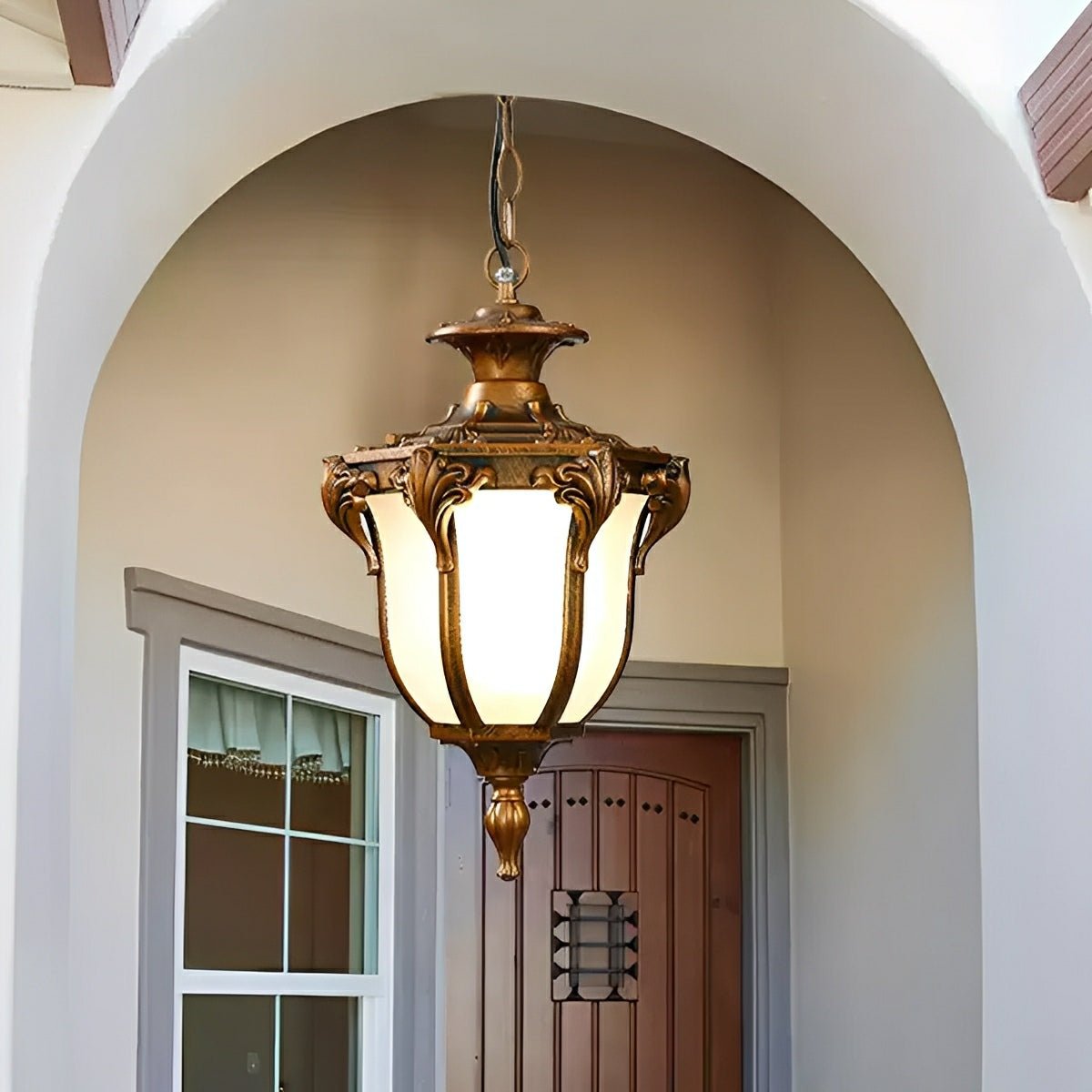 Farmhouse Hanging Lantern IP65 Weatherproof Glass Shade for Porch Entryway Patio Deck Pergola Garden Pathway Exterior Hardwired 5W LED 485 | Thomler