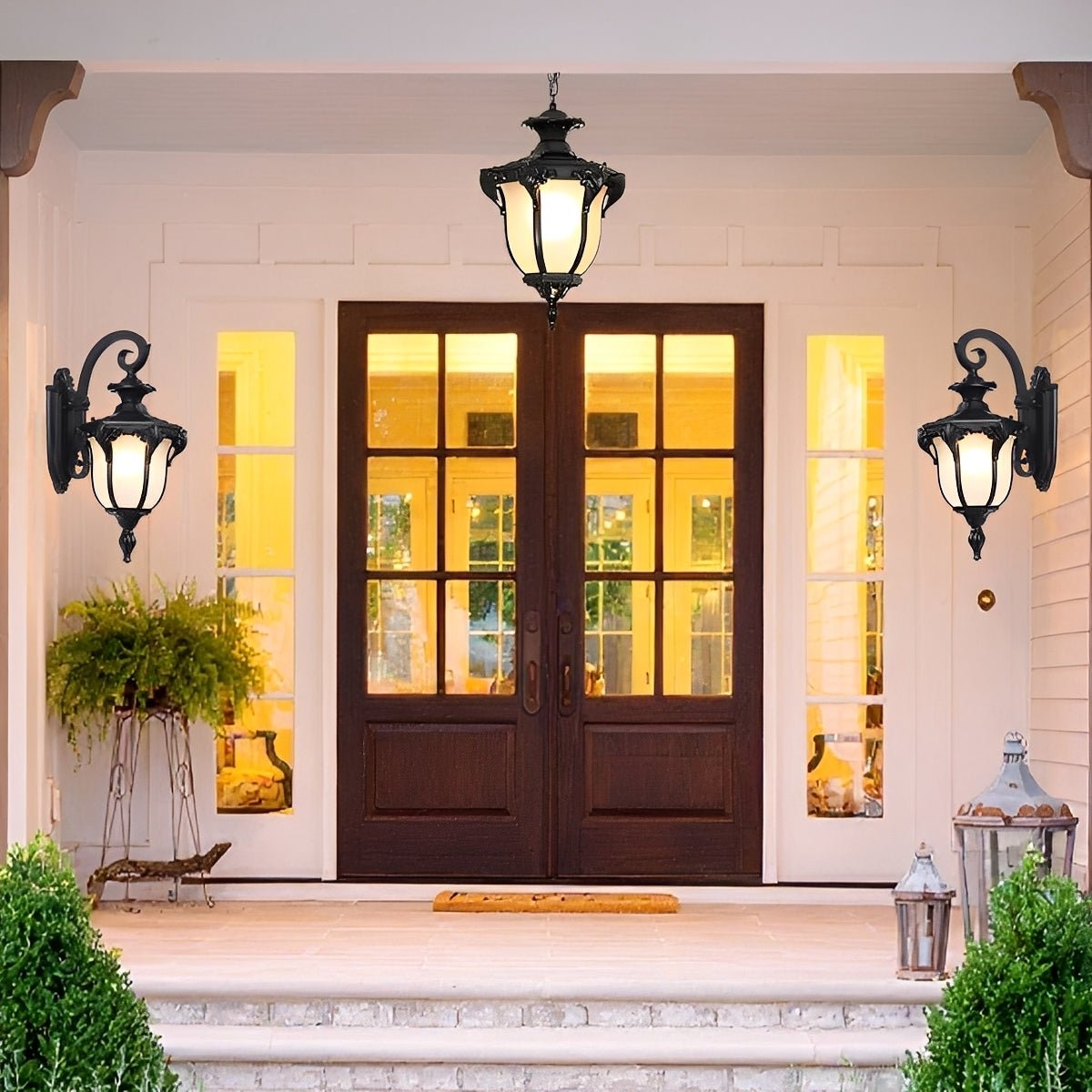 Farmhouse Hanging Lantern IP65 Weatherproof Glass Shade for Porch Entryway Patio Deck Pergola Garden Pathway Exterior Hardwired 5W LED 485 | Thomler