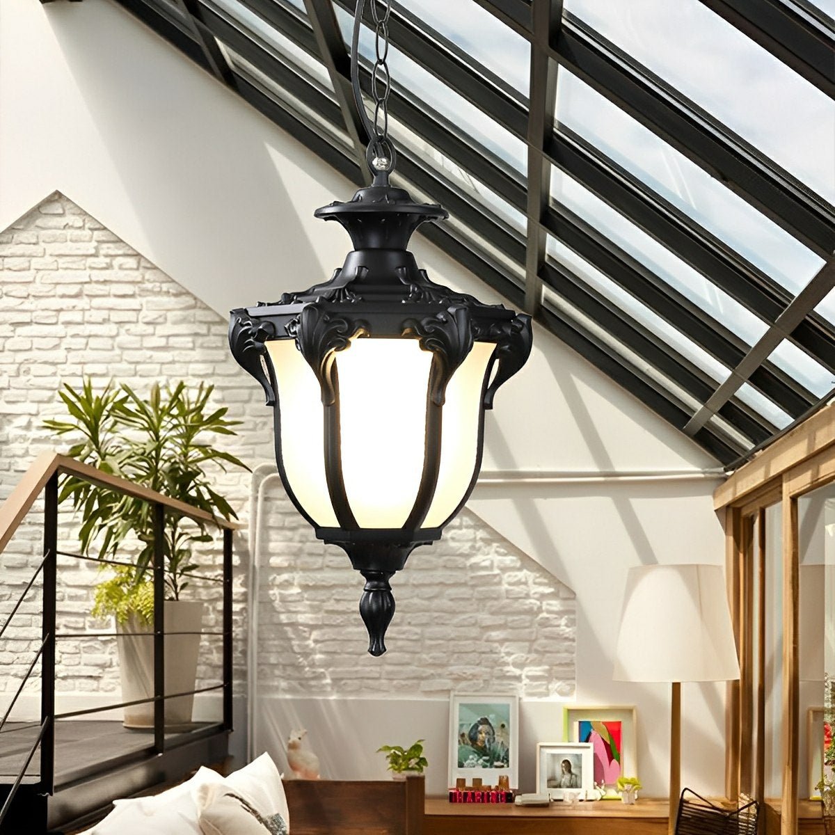 Farmhouse Hanging Lantern IP65 Weatherproof Glass Shade for Porch Entryway Patio Deck Pergola Garden Pathway Exterior Hardwired 5W LED 485 | Thomler