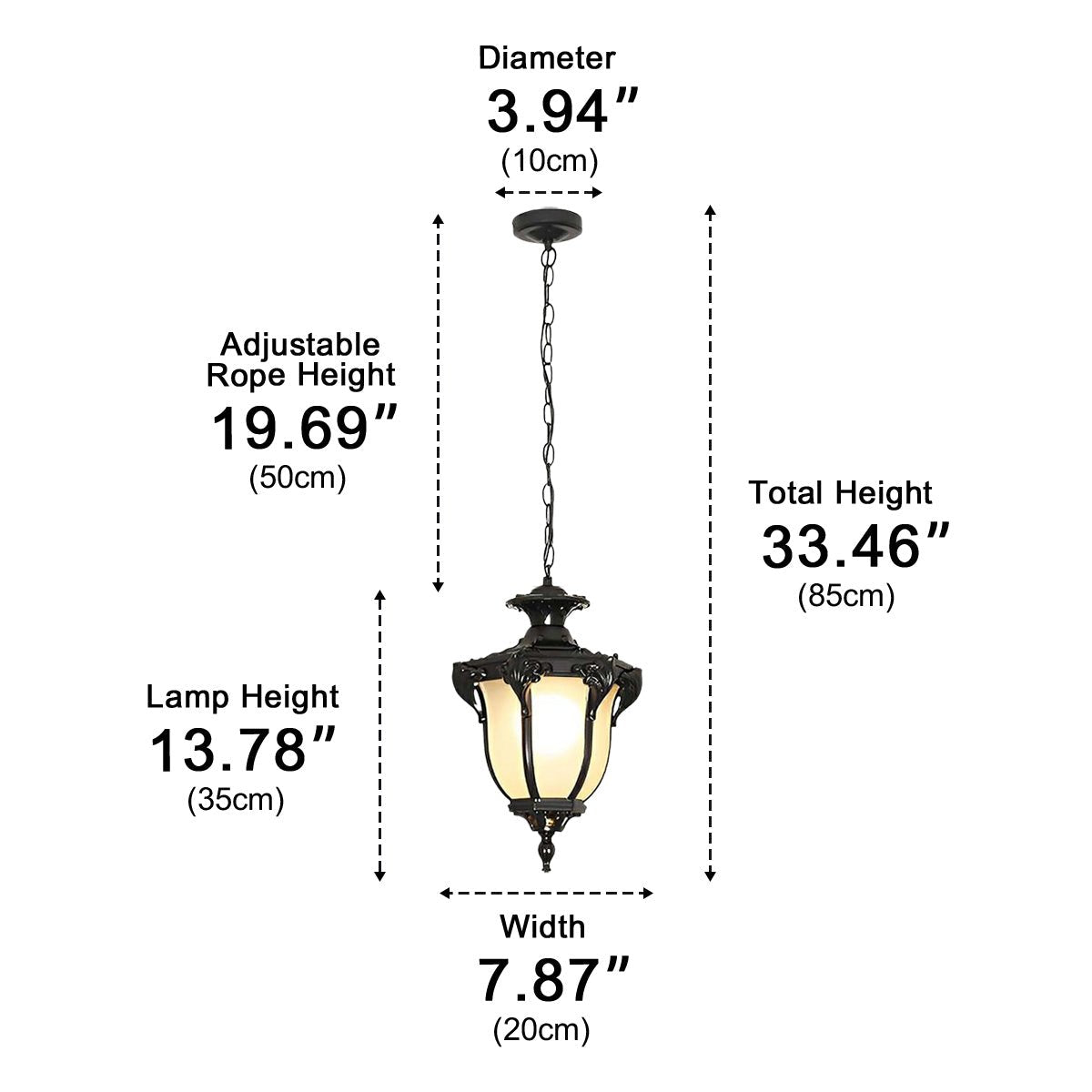 Farmhouse Hanging Lantern IP65 Weatherproof Glass Shade for Porch Entryway Patio Deck Pergola Garden Pathway Exterior Hardwired 5W LED 485 | Thomler