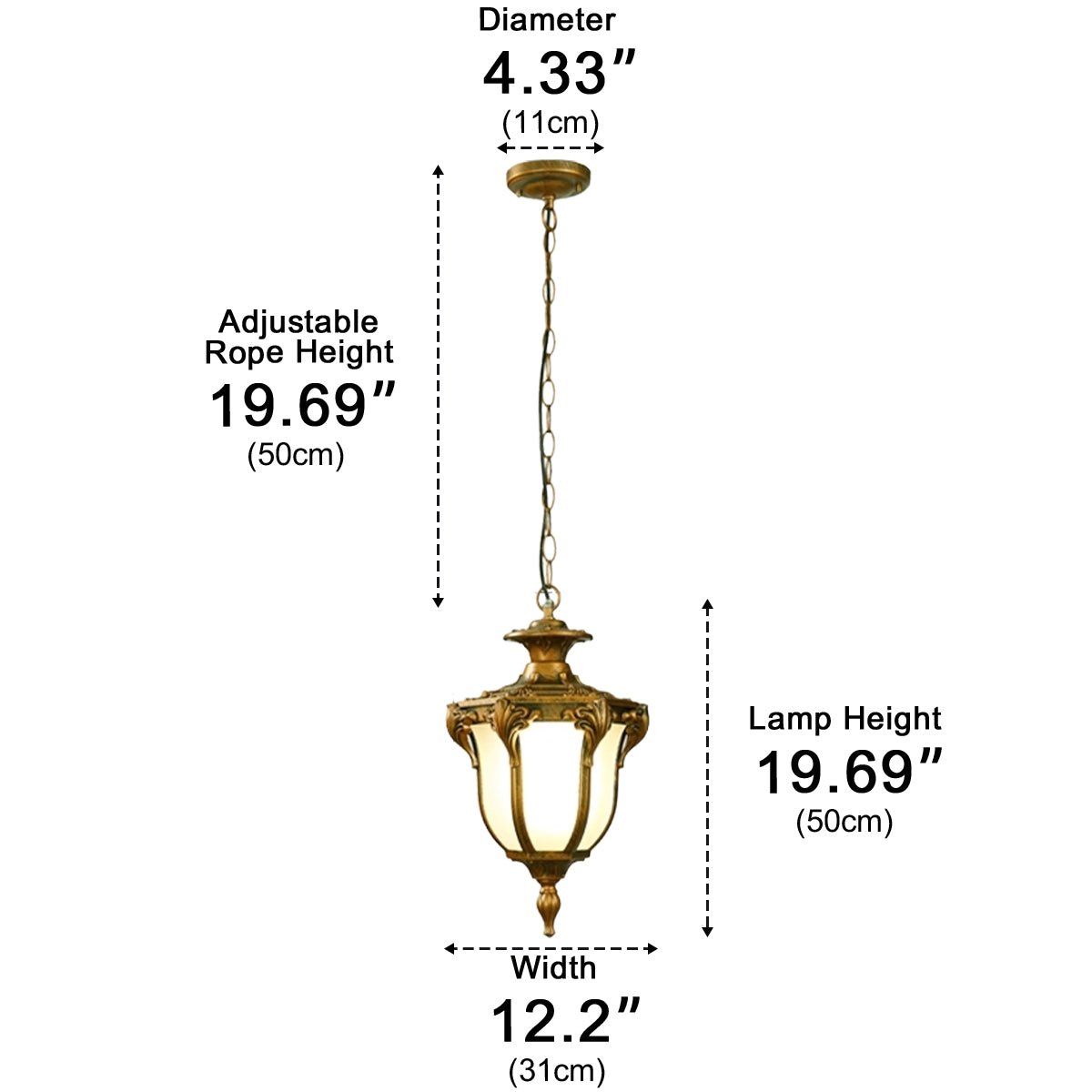 Farmhouse Hanging Lantern IP65 Weatherproof Glass Shade for Porch Entryway Patio Deck Pergola Garden Pathway Exterior Hardwired 5W LED 485 | Thomler