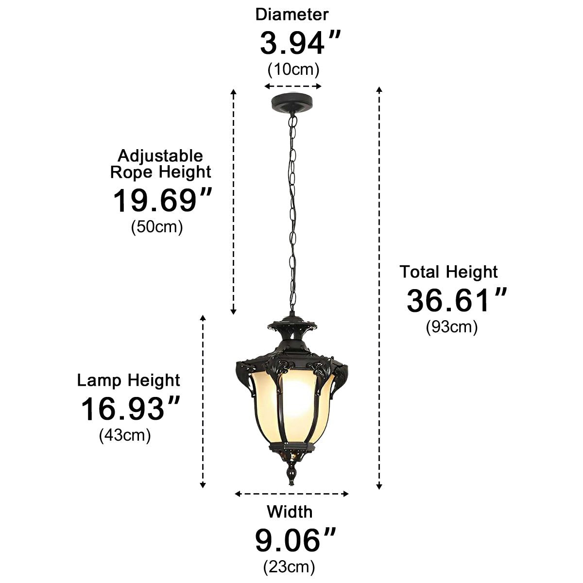 Farmhouse Hanging Lantern IP65 Weatherproof Glass Shade for Porch Entryway Patio Deck Pergola Garden Pathway Exterior Hardwired 5W LED 485 | Thomler