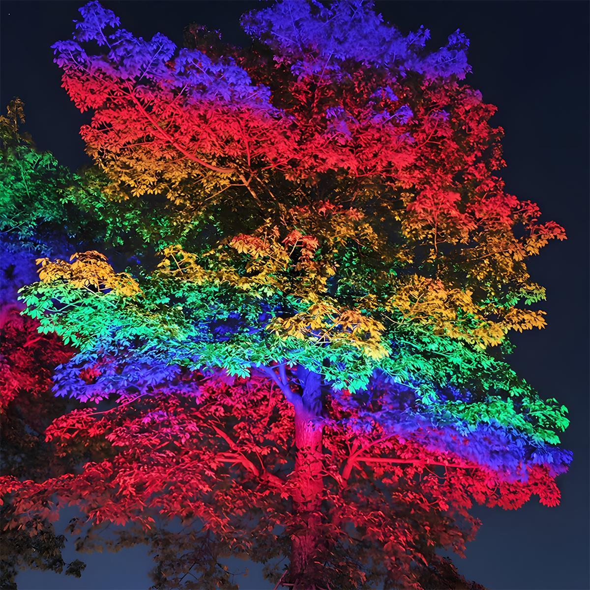 Color-Changing LED Uplight for Trees & Gardens – Weatherproof Aluminum Flood Light with RGB Controls | Thomler