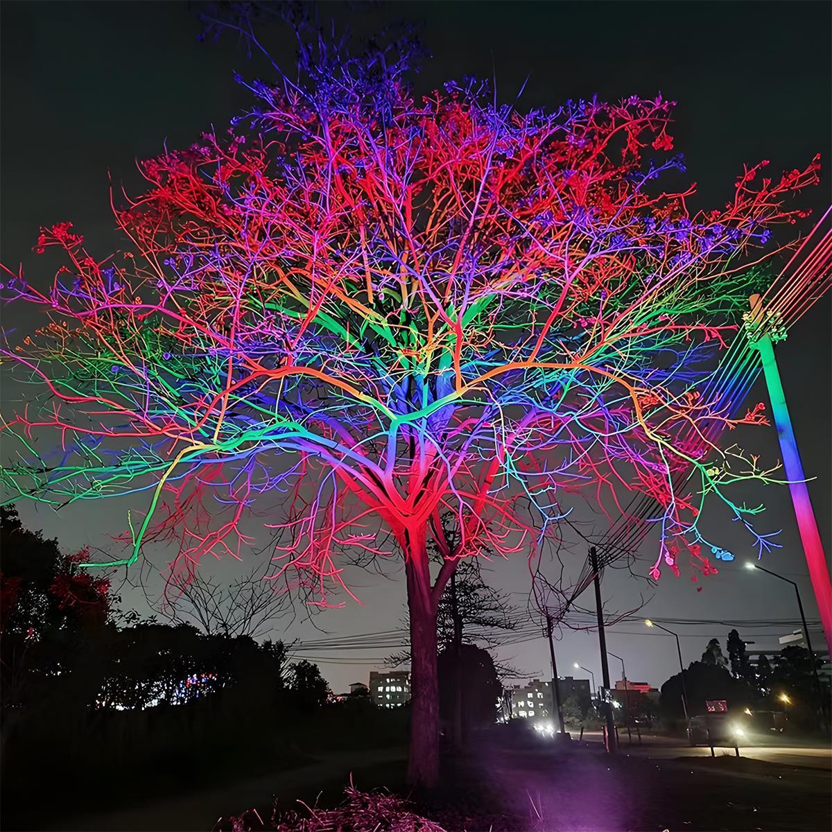 Color-Changing Garden Spotlight – Weatherproof Uplight for Trees, Shrubs & Walls – Hardwire or Plug-In | Thomler