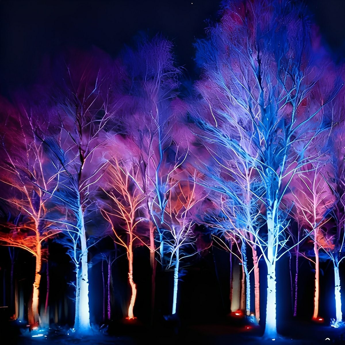 Color-Shifting Garden Uplight for Landscaping | Weatherproof Aluminum Fixture | 48W–72W | Hardwire Install | Thomler