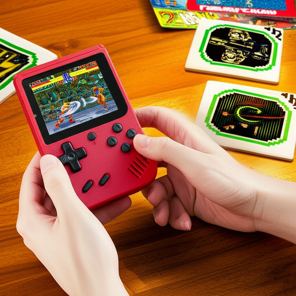 Game Console Plastic 7 Hours Portable Retro Gaming 400 Games TV Output Handheld Entertainment Travel Arcade System | Thomler