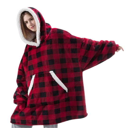 Oversized Wearable Throw with Hood & Front Pocket for Couch Lounging, Streaming & Staying Warm Indoors or Outdoors | Thomler