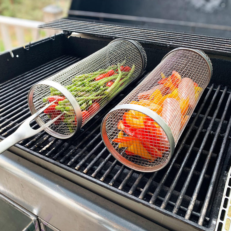 Rotating Tumble Basket for Outdoor Grills – 360° Roll Cage for Vegetables, Meat & Seafood – Stainless Steel BBQ Accessory | Thomler
