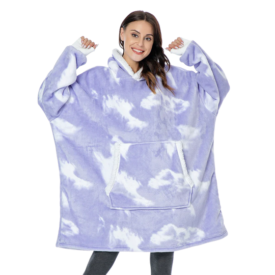 Oversized Wearable Throw with Hood & Front Pocket for Couch Lounging, Streaming & Staying Warm Indoors or Outdoors | Thomler