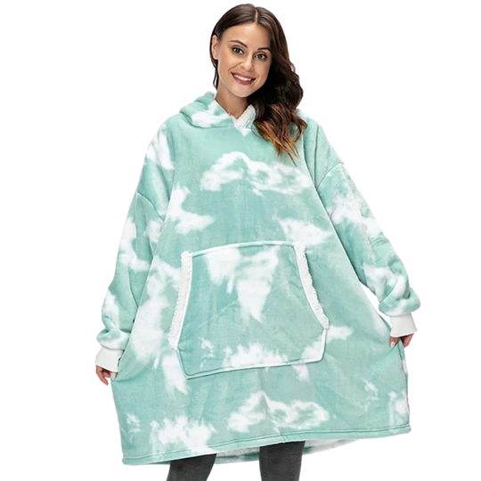 Oversized Wearable Throw with Hood & Front Pocket for Couch Lounging, Streaming & Staying Warm Indoors or Outdoors | Thomler