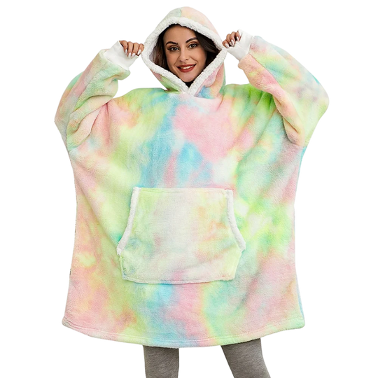 Oversized Wearable Throw with Hood & Front Pocket for Couch Lounging, Streaming & Staying Warm Indoors or Outdoors | Thomler