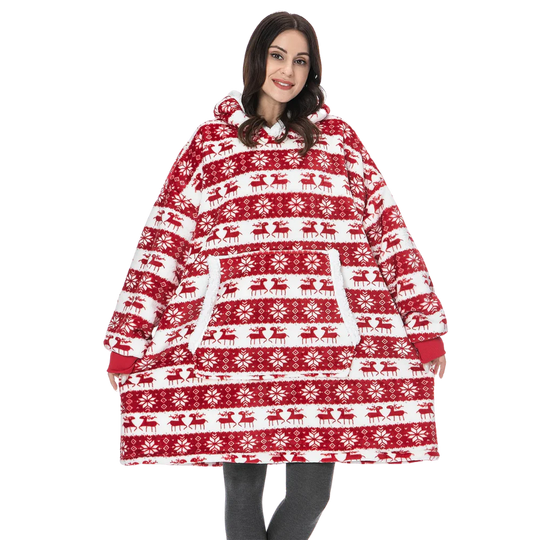Oversized Wearable Throw with Hood & Front Pocket for Couch Lounging, Streaming & Staying Warm Indoors or Outdoors | Thomler